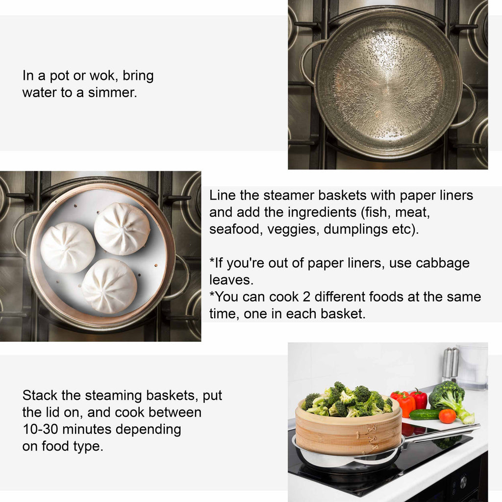 2-Tier Bamboo Steamer Basket
