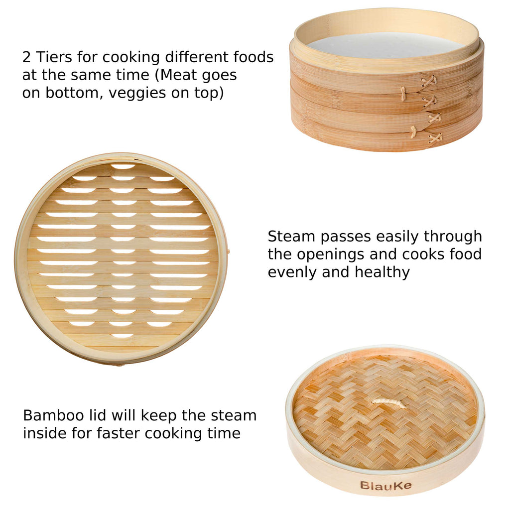 2-Tier Bamboo Steamer Basket